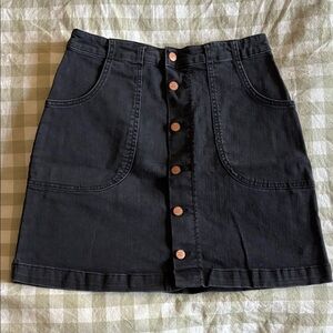Marine Layer Black Button-Front Denim Skirt
